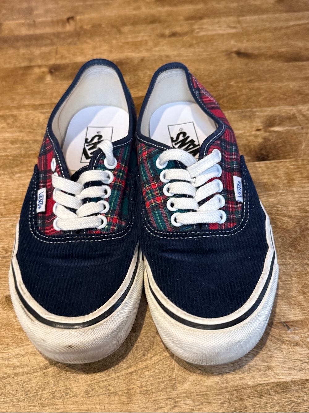 Vans Navy Corduroy & Red Green Plaid Sneakers